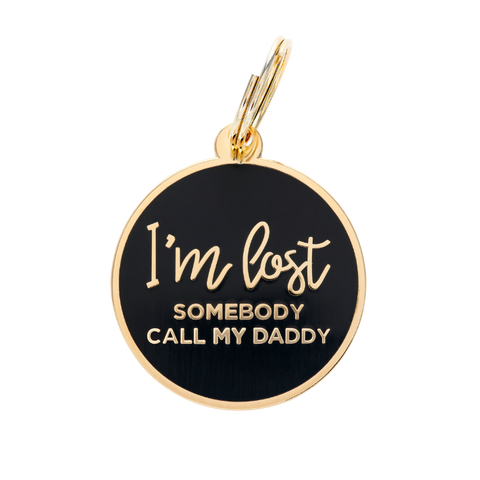 I'm Lost - Daddy - Gold & Navy - Pet ID Tag