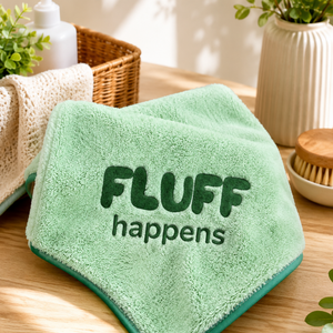 'Fluff Happens' Embroidered Microfiber Towel for Dogs