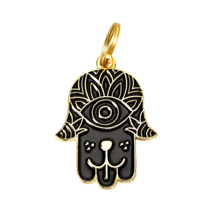 Hamsa - Gold & Black - Pet ID Tag
