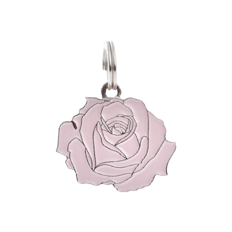 Rose - Silver & Pink - Pet ID Tag