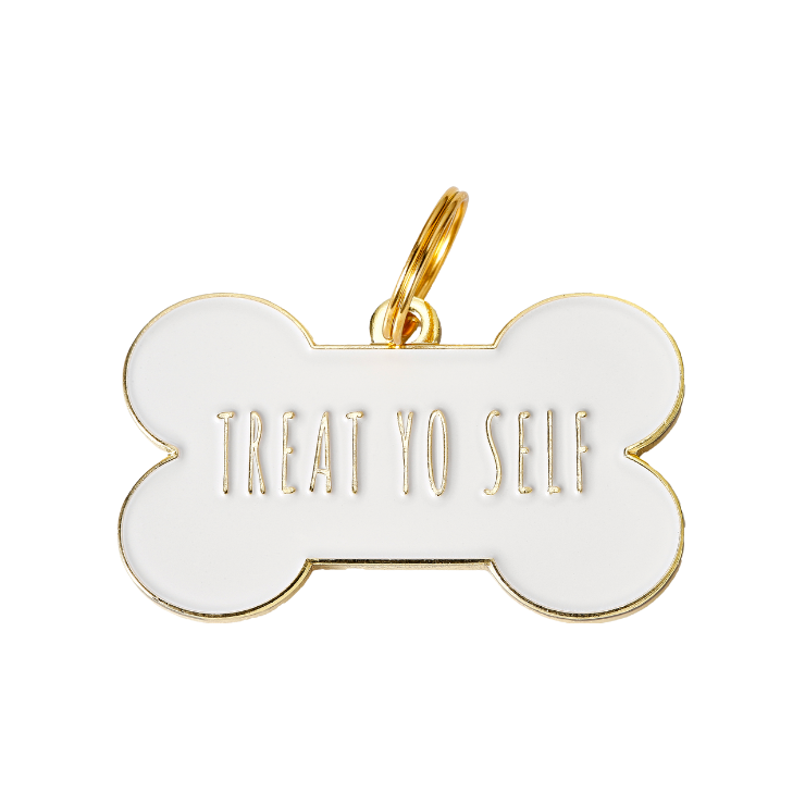 Treat Yo Self - White - Pet ID Tag