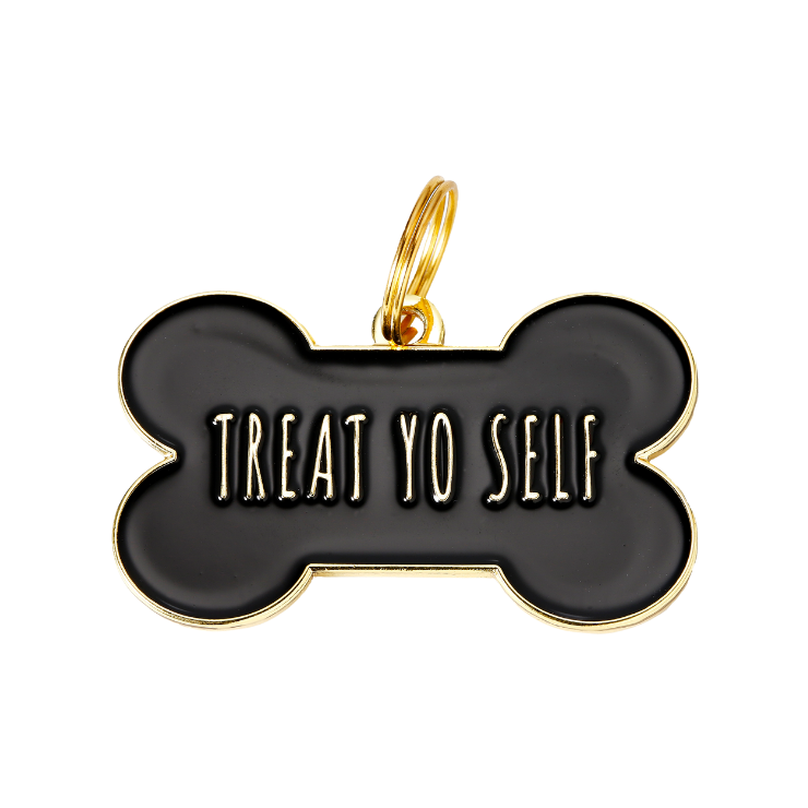 Treat Yo Self Black Pet ID Tag Two Tails Pet Company