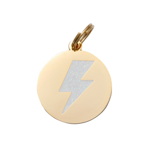 Lightning bolt shaped outlet dog tag