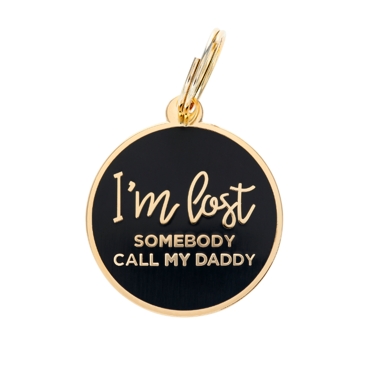 I'm Lost - Daddy - Gold & Navy - Pet ID Tag